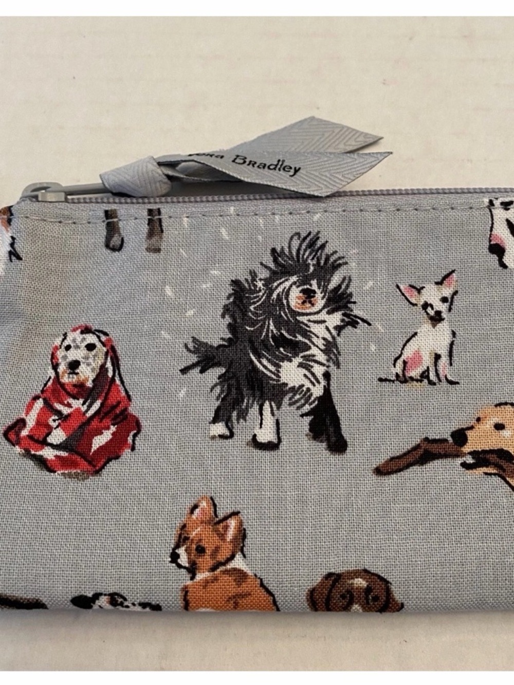 Vera Bradley Zip ID Case with Key Ring In Dog Show Pattern New With Tag